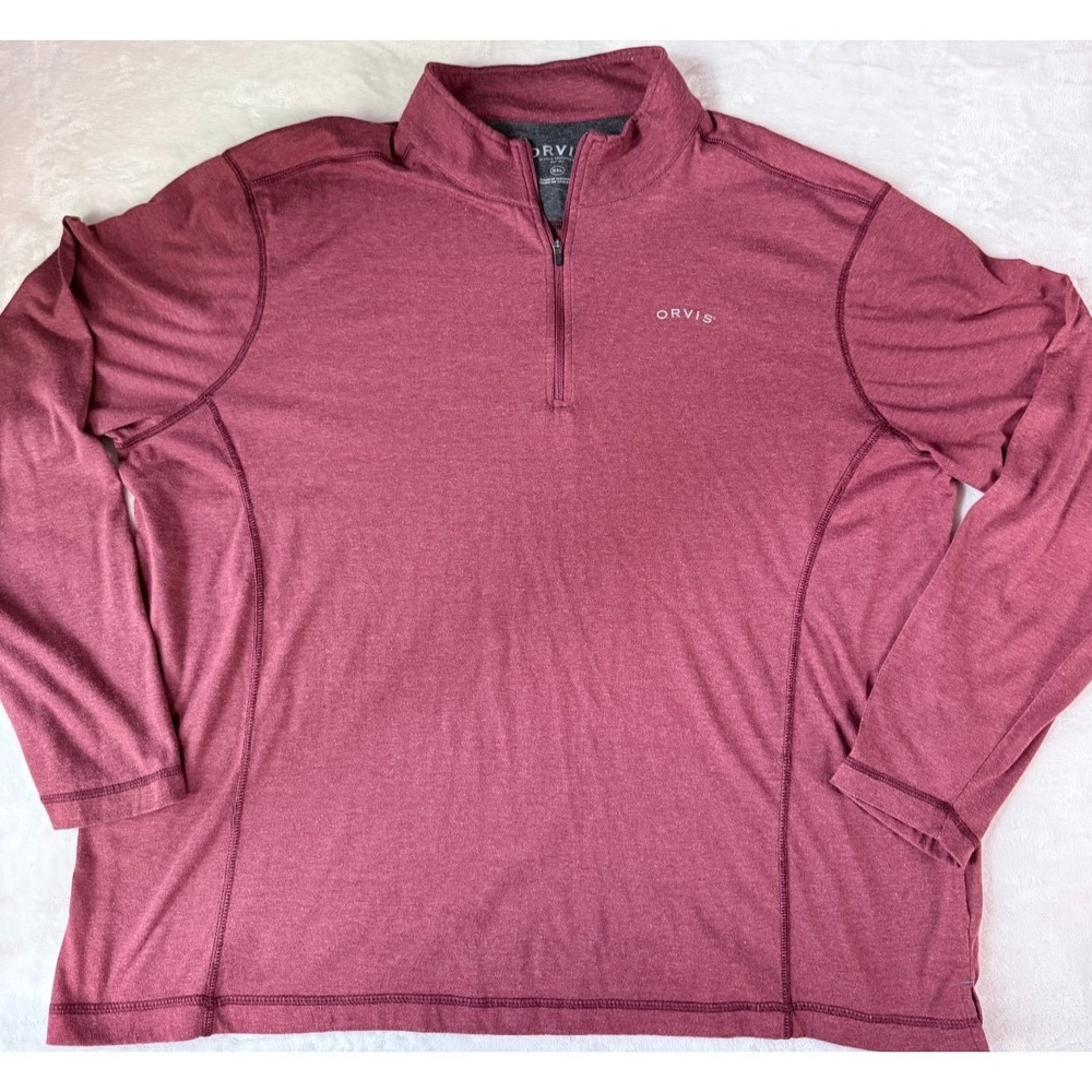 Orvis Quarter Zip Pullover Mens XXL Heather Red Performance Light